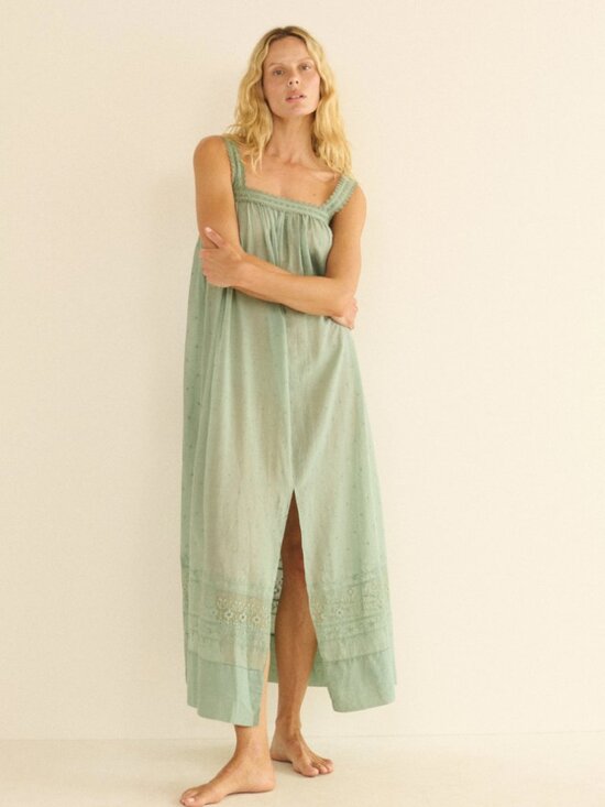 Doen Dresses & Skirts - DOEN Elarie dress ALOE green cotton voile RT$398 fairycore embroidered lace NWOT